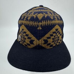 Flipside Hats Navy Blue Gold Geometric Southwestern Aztec Made in USA